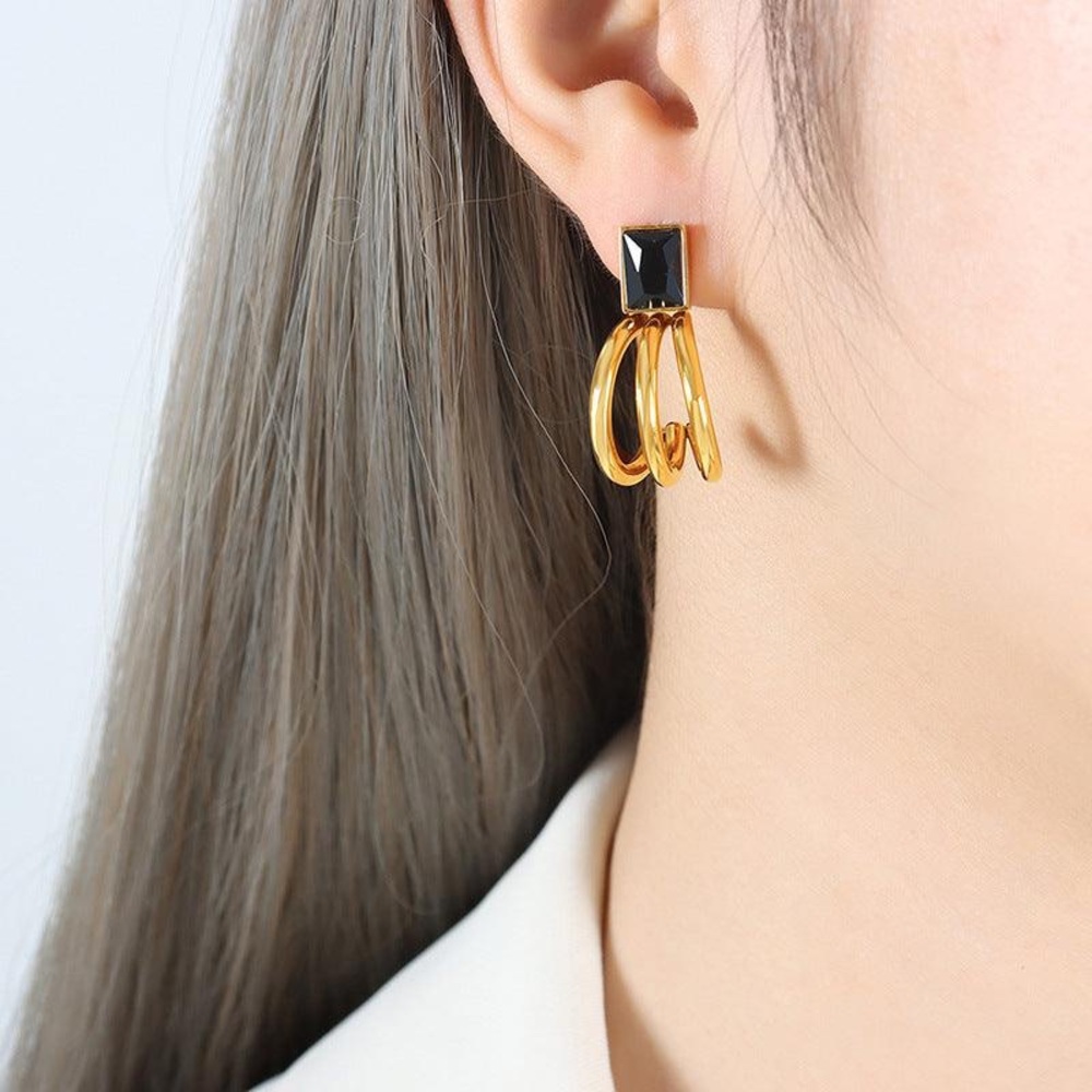 NEW💎18K Gold Statement Earrings*Zircon Earrings